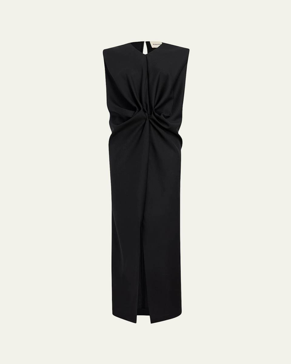 Niel Long Twist Front Mohair Wool Dress